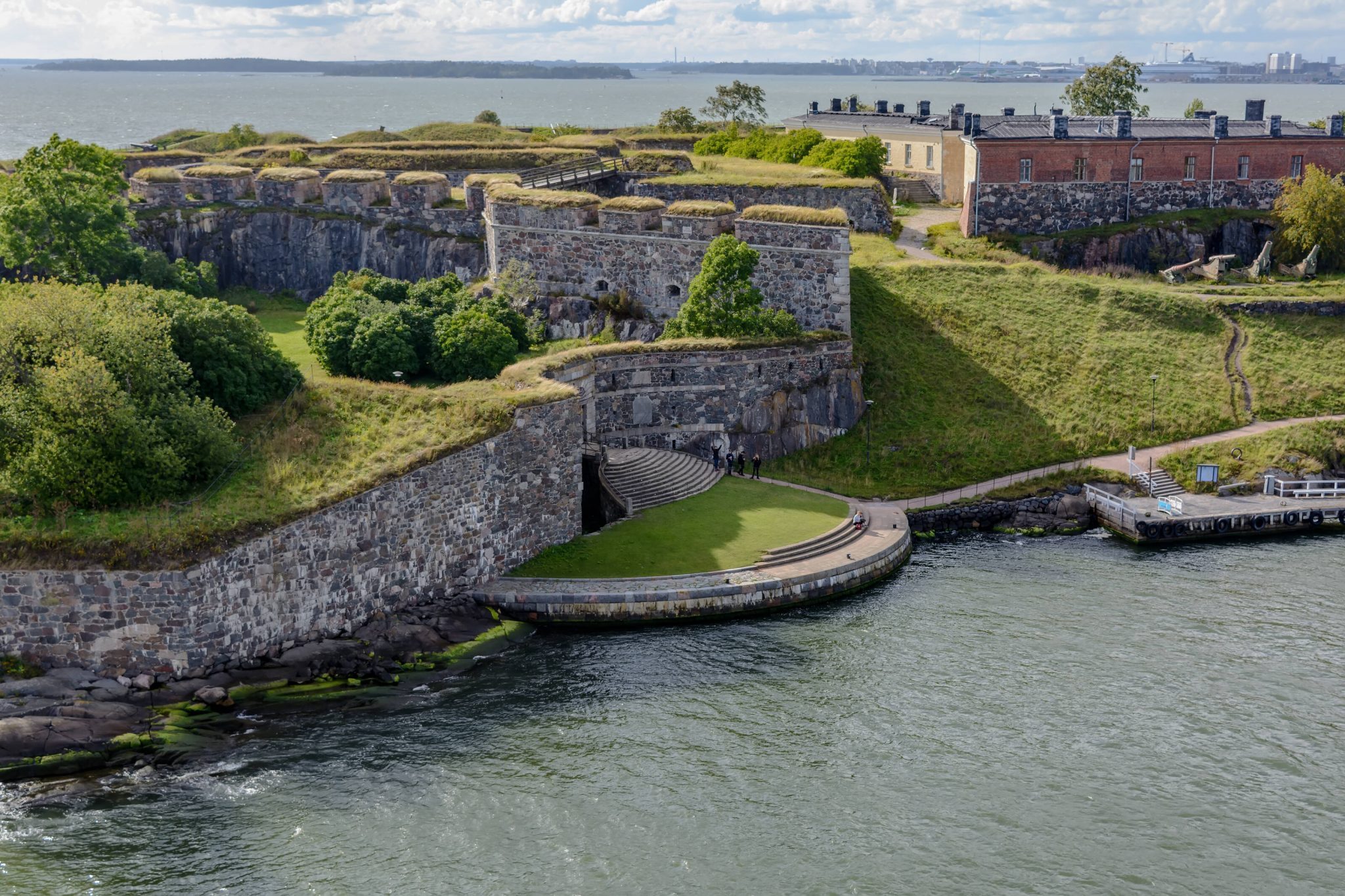 A birds eye view of the Suomenlinna fortress in summer 