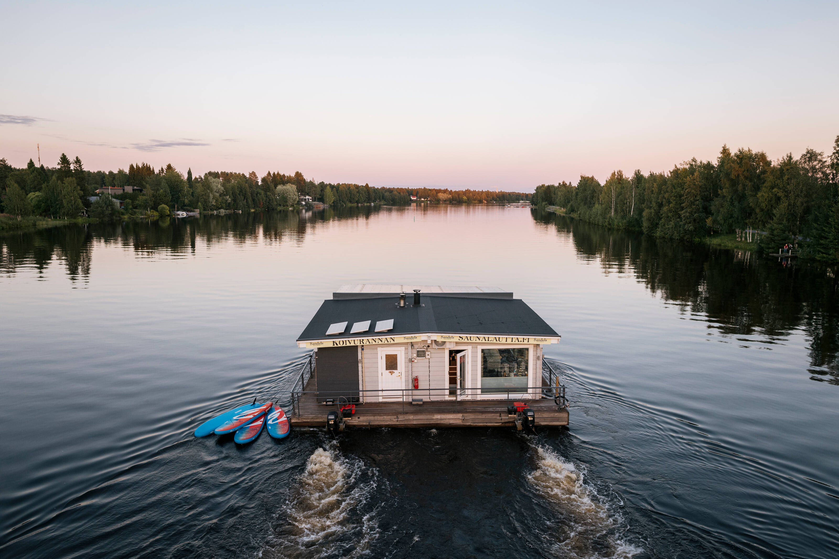 A sauna ferry in the shores of the city of Oulu in Finland