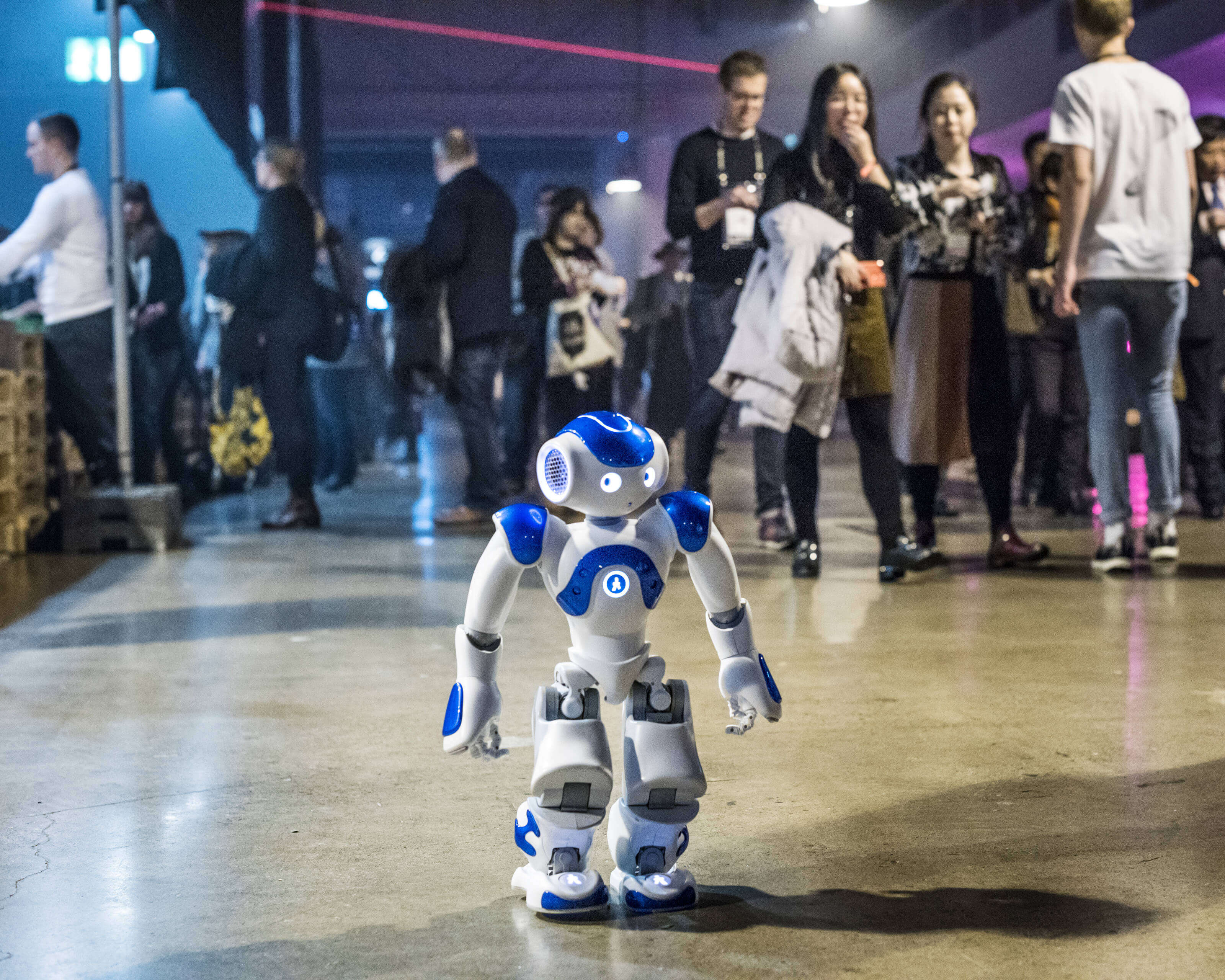 A robot walking at Slush event in Helsinki, Finland